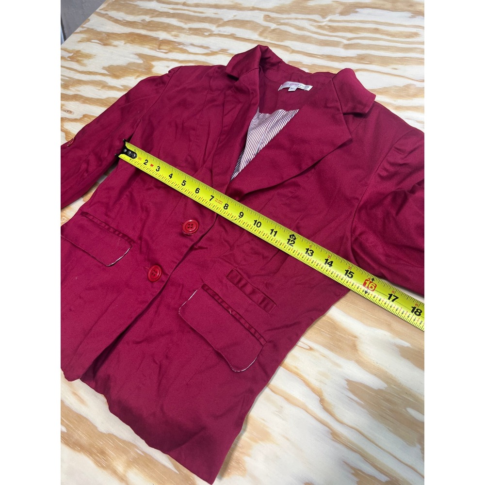 A'Gaci Womens Berry Red Two Button Tailored Blazer Jacket Size M Pinstripe - Picture 4 of 5